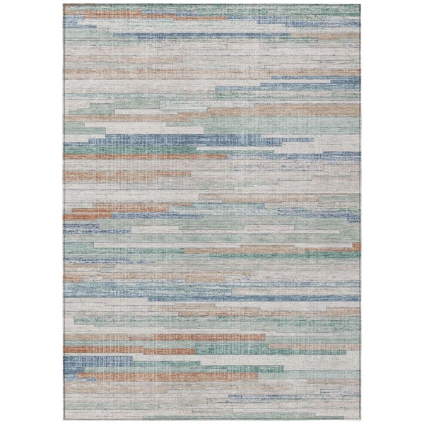 Chantille Machine Washable Indoor/Outdoor Abstract ACN2000 Linen 8 ft. x 10 ft. Area Rug