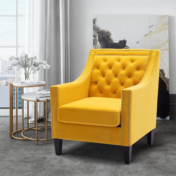 Contemporary Yellow Foam Fabric Metal Accent Chair w/Donut Shape