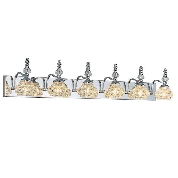 Home Lighting Fixture Width 43.30" In. " 6-light Chrome Modern Glass Crystal Vanity Light-Vintage For Bathroom(JW-493)