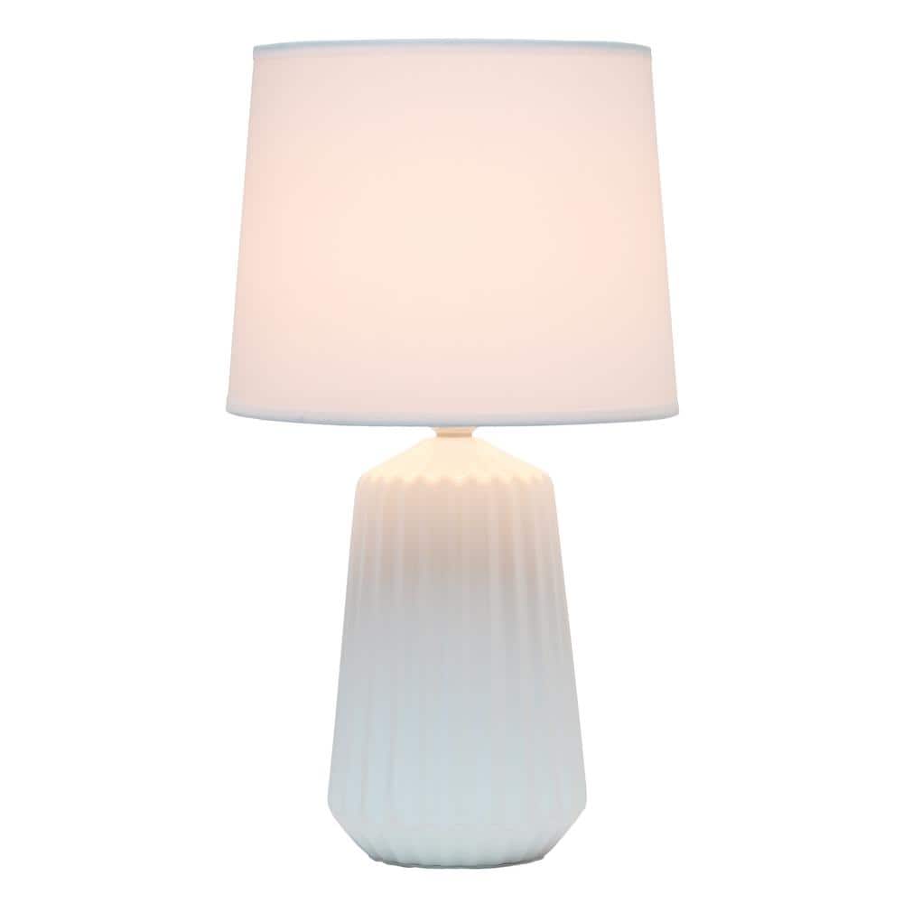 17.4" White Ceramic Nightstand Lamp with Empire Shade