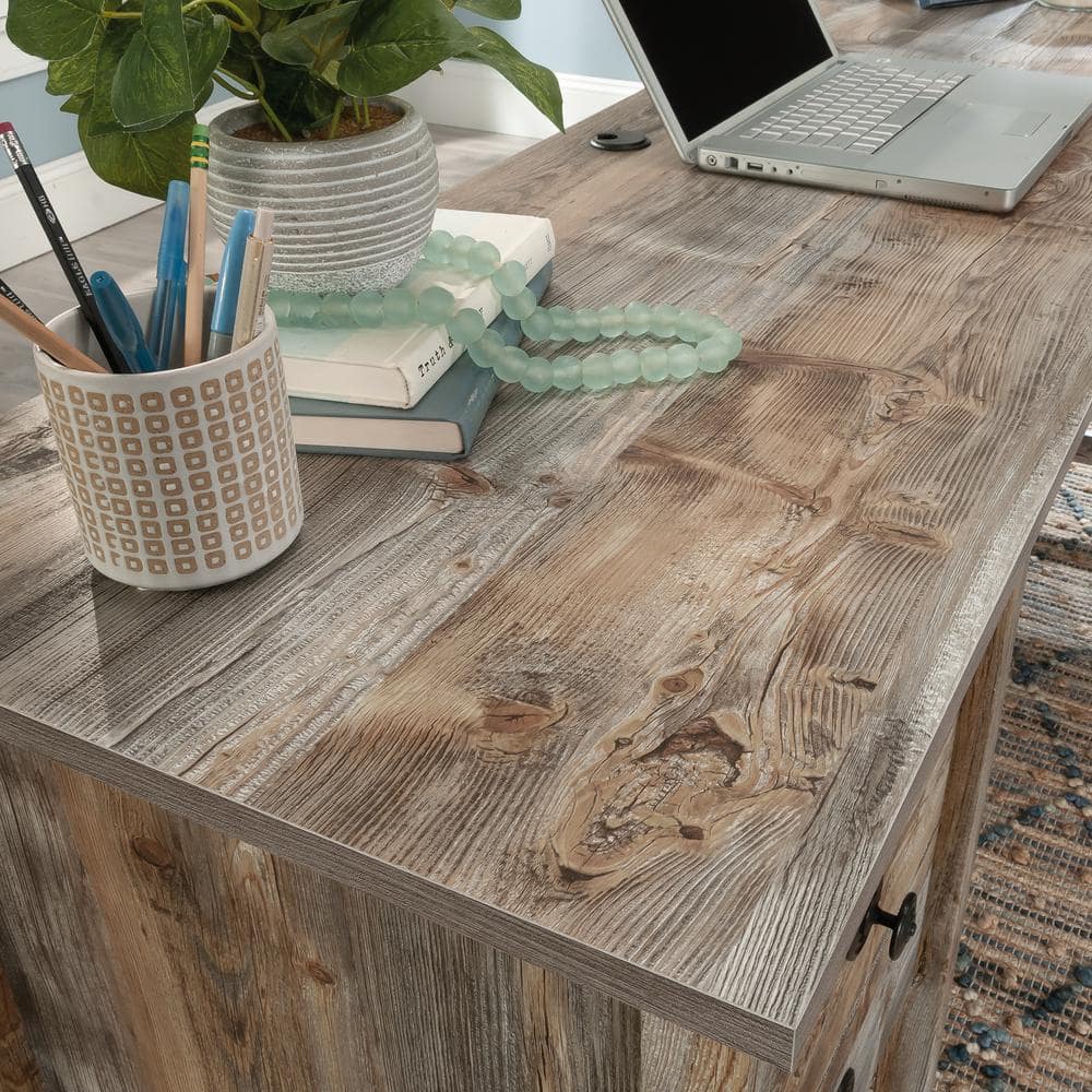 Rustic Cedar L-Shaped Wood Computer Desk with Drawers