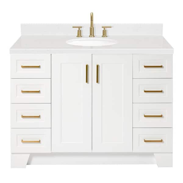 Taylor 48 in. W x 22 in. D x 36 in. H Single Sink Freestanding Bath Vanity in White with Carrara Quartz Top