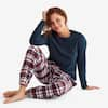 Company Cotton Family Flannel Winter Plaid Women's Henley XX-Large Red/Navy  Pajamas Set