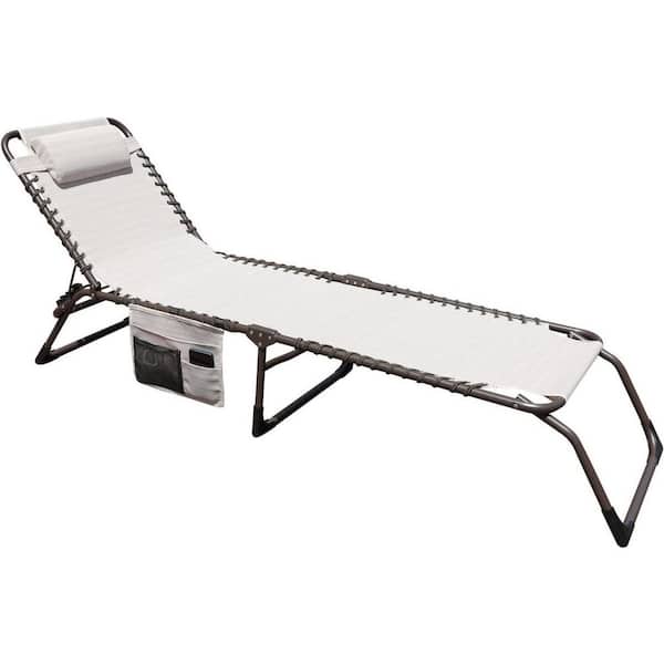 cenadinz Metal Outdoor Chaise Lounge for Outdoor with Detachable Pocket and Pillow, Portable Adjustable
