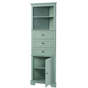 23 in. W x 13 in. D x 69 in. H Green Triangle Tall Linen Cabinet with 3 Drawers