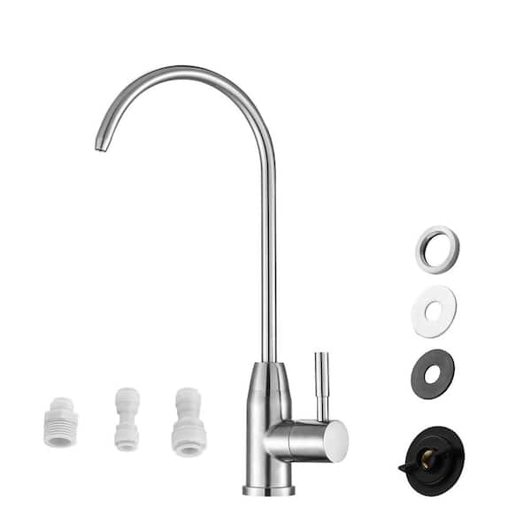 Single Handle Deck Mount Standard Kitchen Faucet Stainless Steel in Brushed Nickel
