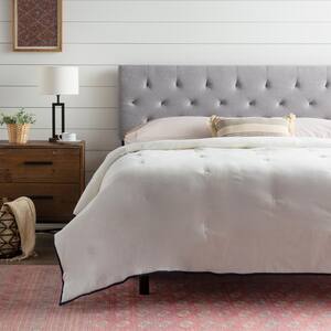 Emmie Adjustable Stone Twin Upholstered Low Profile Headboard with Diamond Tufting