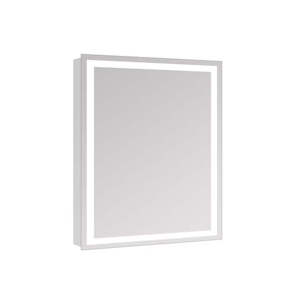 Whatseaso 24 in. x 32 in. LED Frameless Rectangular 3 Brightness and 3 Colors Anti-Fog Wall Mount Bathroom Vanity Mirror in Silver