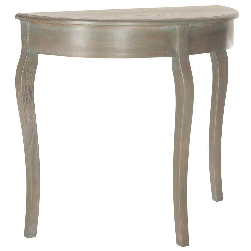Ash Grey Elm Wood Demilune Console Table