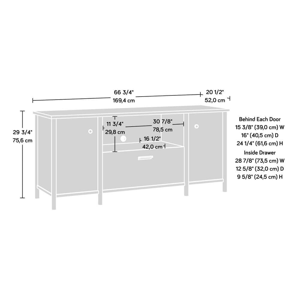 Natural Maple Wood Office Credenza with Drawer and Filing Cabinet