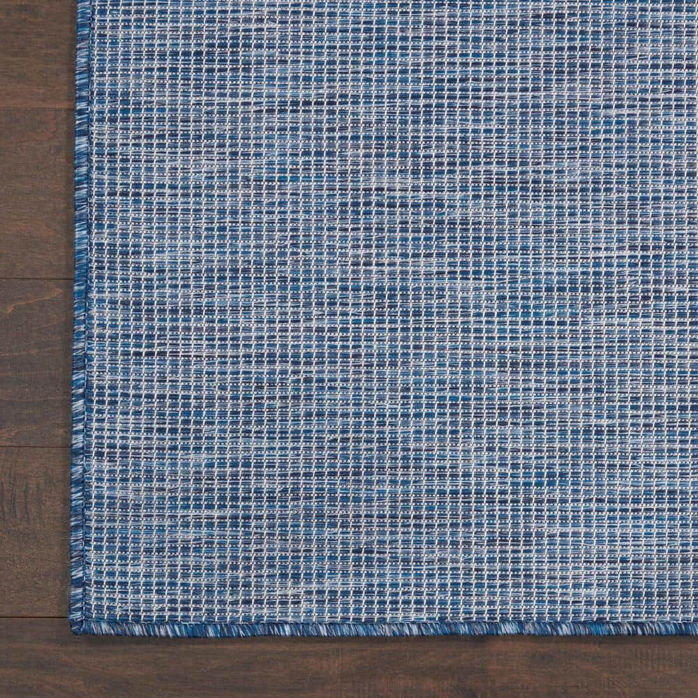 Reversible Easy-Care Navy Blue Synthetic 8' x 10' Area Rug
