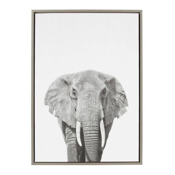 Kate and Laurel 33 in. x 23 in. "Elephant Portrait" by Tai Prints Framed Canvas Wall Art