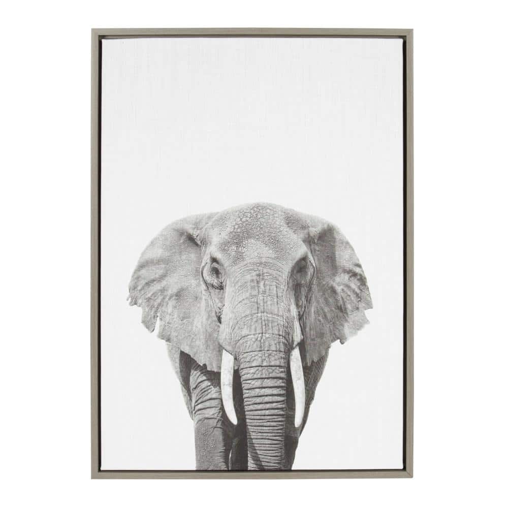 "33 in. x 23 in. ""Elephant Portrait"" by Tai Prints Framed Canvas Wall Art" price history on PriceWatchPro
