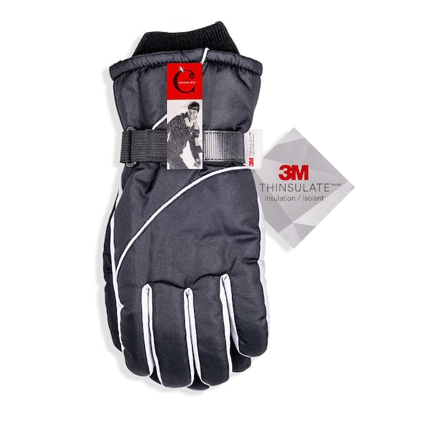 Mens Warm Winter Ski Gloves insulated Waterproof Black Sz L 