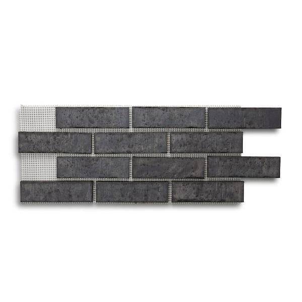 28 in. x 10.5 in. x 0.5 in. Brickwebb Obsidian Thin Brick Sheets (Box of 5-Sheets)