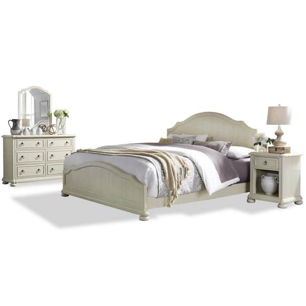 Homestyles Provence 3 Piece Off White, White California King Bedroom Set