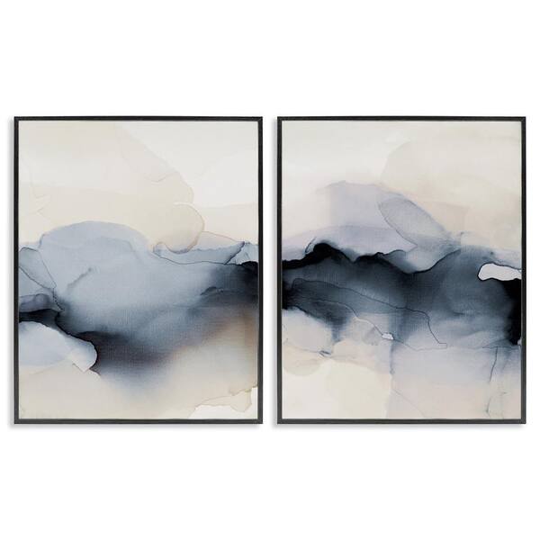 Mysterious Abstract Obscure Watercolor by Kippi Leonard 2 Piece Black Framed Giclee Art Print Abstract 30 in. x 24 in.