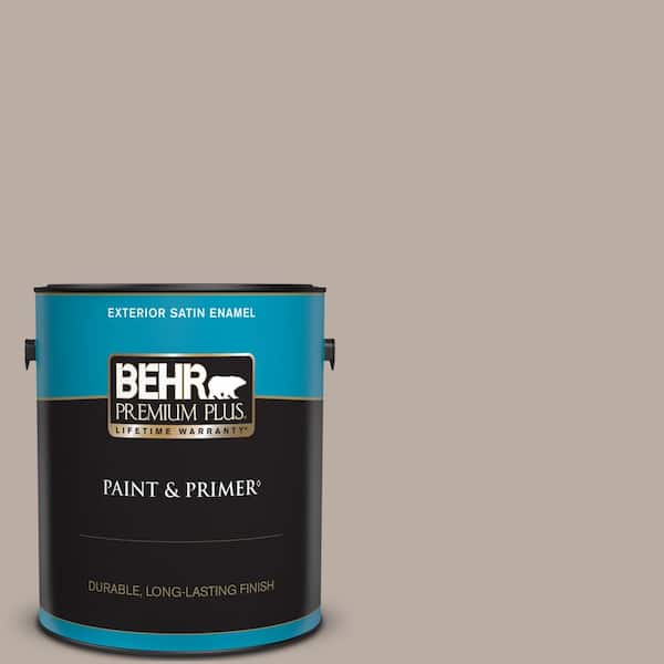 BEHR PREMIUM PLUS 1 gal. #N200-3 Nightingale Gray Satin Enamel Exterior Paint & Primer