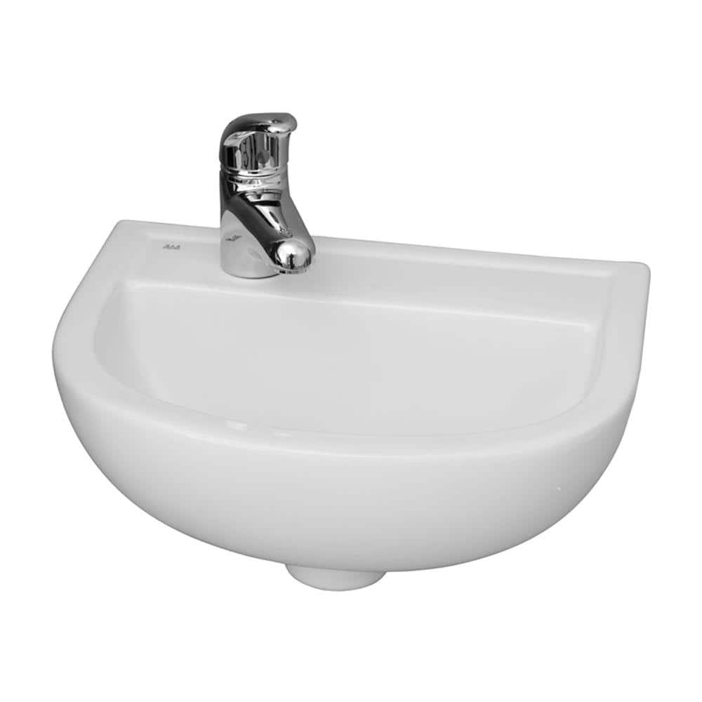 Compact White Ceramic Wall-Mounted Bathroom Sink