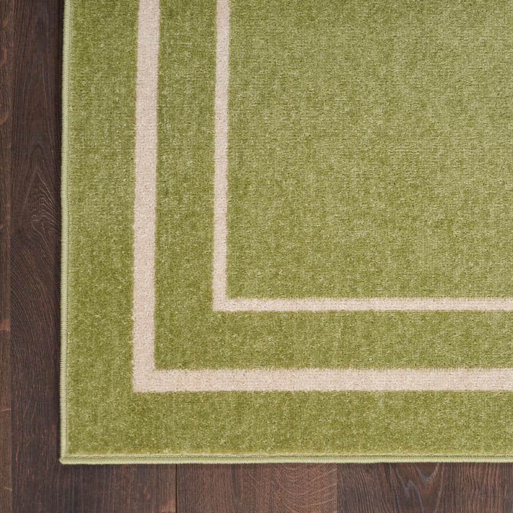 Green Ivory Reversible Synthetic 8x10 Area Rug