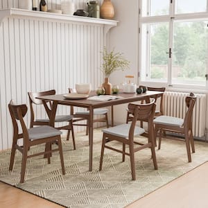 Palm Shade 7-Piece Rectangle Walnut Wood Top Dining Room Set (Seats-6)