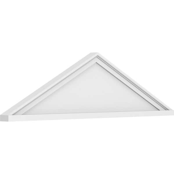 Ekena Millwork 42 in. W x 11-1/2 in. H x 2 in. P (Pitch 6/12) Peaked Cap Smooth Signature Urethane Pediment, Primed Tan