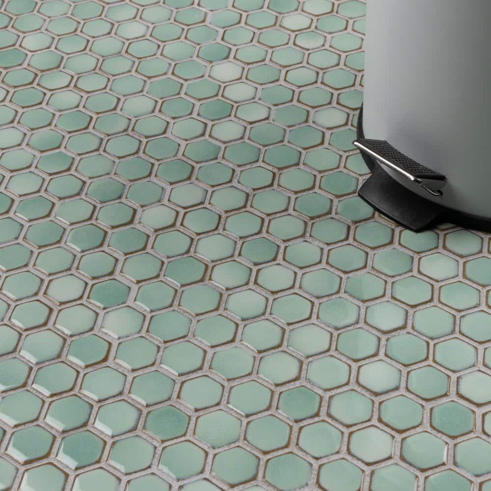 Mint Green Hexagon Porcelain Mosaic Tile for Walls and Floors