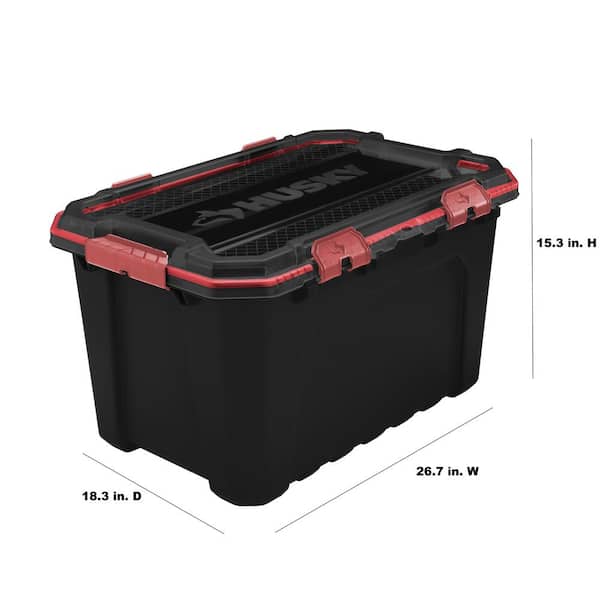 Lot Detail - Husky 20 Gal. Professional Grade Heavy-Duty Waterproof Storage  Container with Hinged Lid in Red