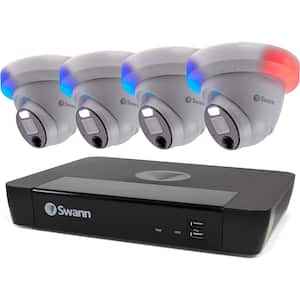 8-Channel 4K 2TB NVR Security Camera System with 4 PoE Pro SwannForce Advanced Analytics Dome Cameras and Loud Siren