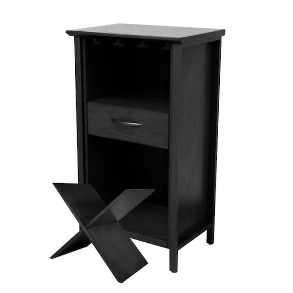 Leick Home Leah 20 in. W x 36 in. H Black Mini Bar Cabinet For