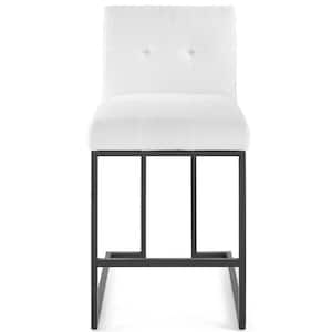 Privy 36.5 in. Black-White Stainless Steel Upholstered Fabric Counter Stool