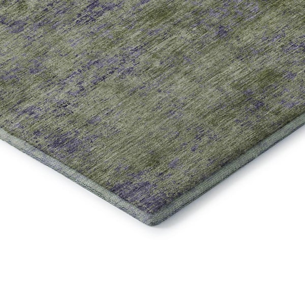 Mayfield Premium Machine Washable Abstract AMF1359 Olive 2 ft. x 3 ft. Area Rug