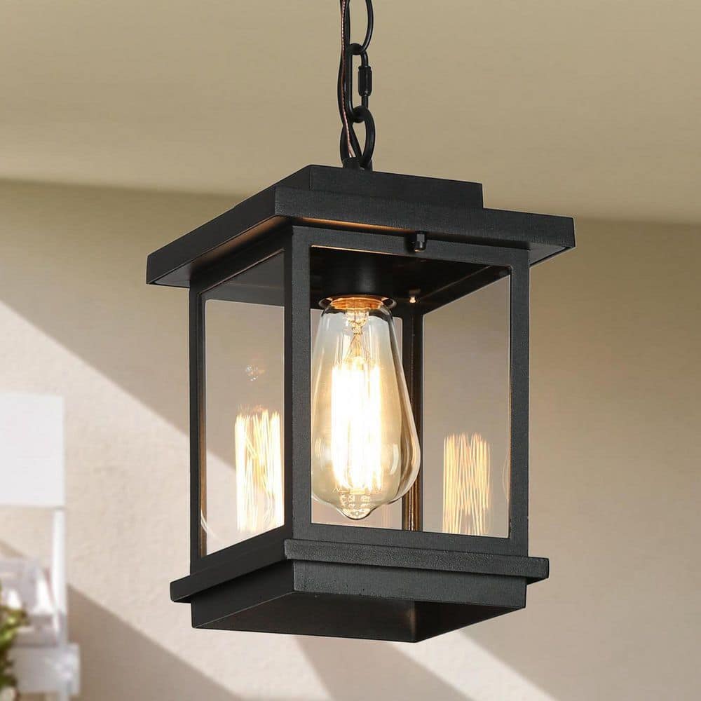 Matte Black Glass Mini Outdoor Pendant Light