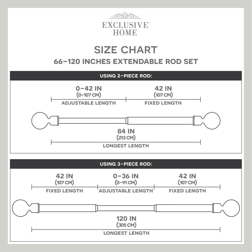 Amalgamated Textiles Exclusive Home Rockwell 1" Window Curtain Rod and Finial Set, Adjustable