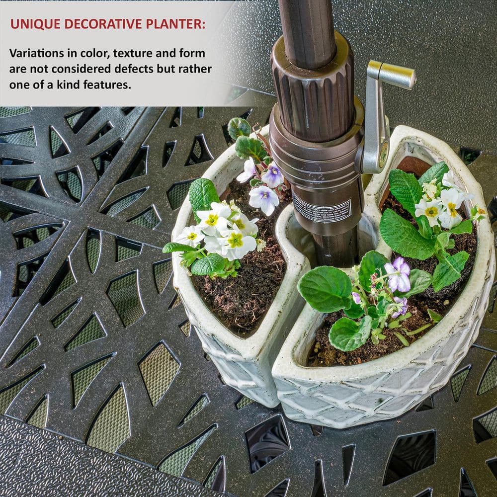 Crema Ceramic Half Moon Umbrella Planter Set