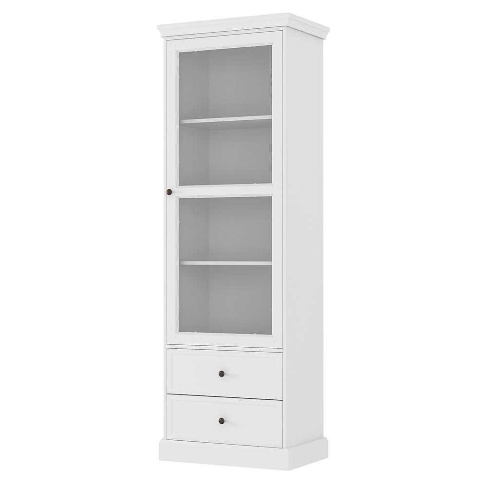 FUFU&GAGA White Wood Wine Cabinet Bar Kitchen Food Pantry With 4-Tier ...
