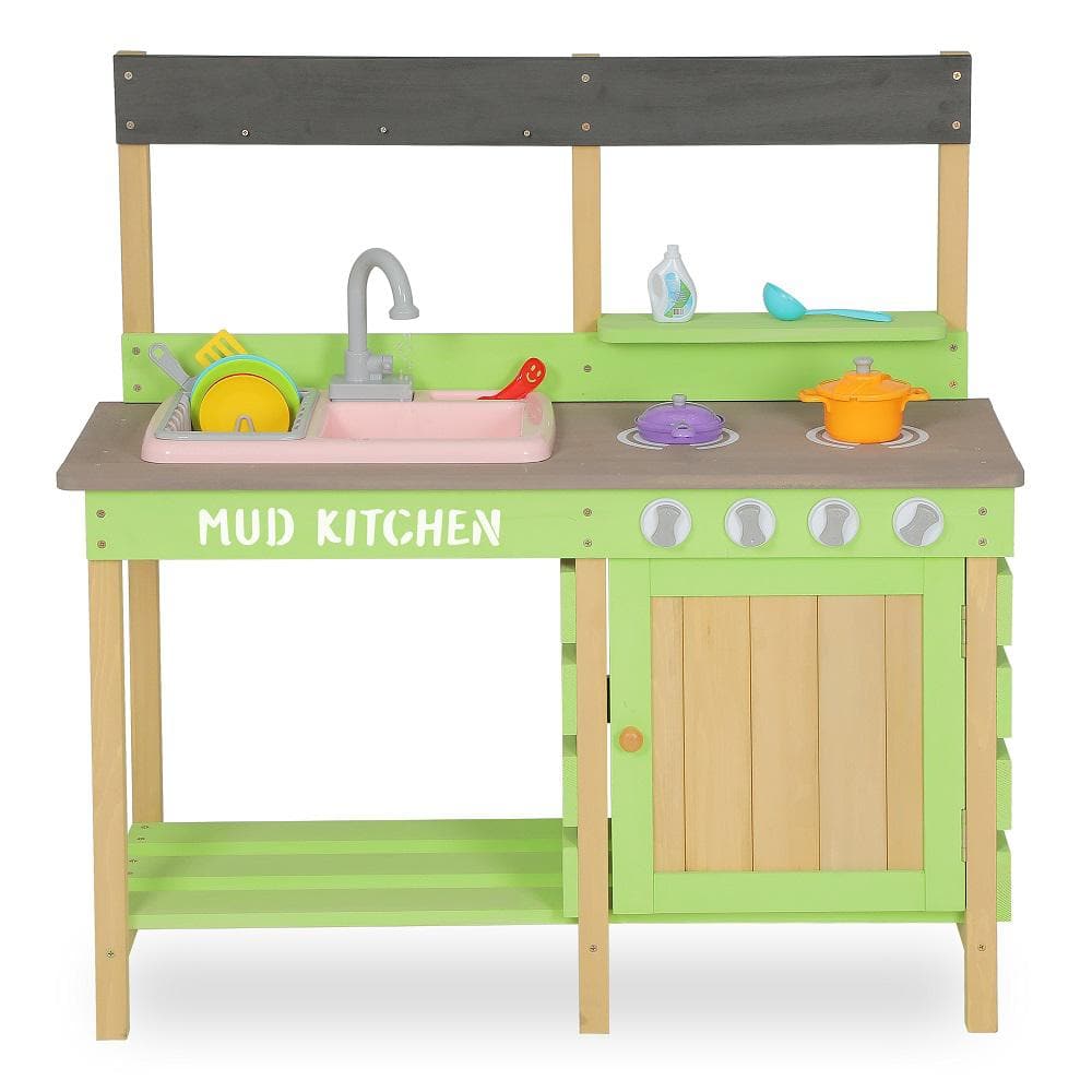 36.02 in. x 36.02 in. x 14.96 in. Wooden Kids Kitchen Playset Indoor Outdoo