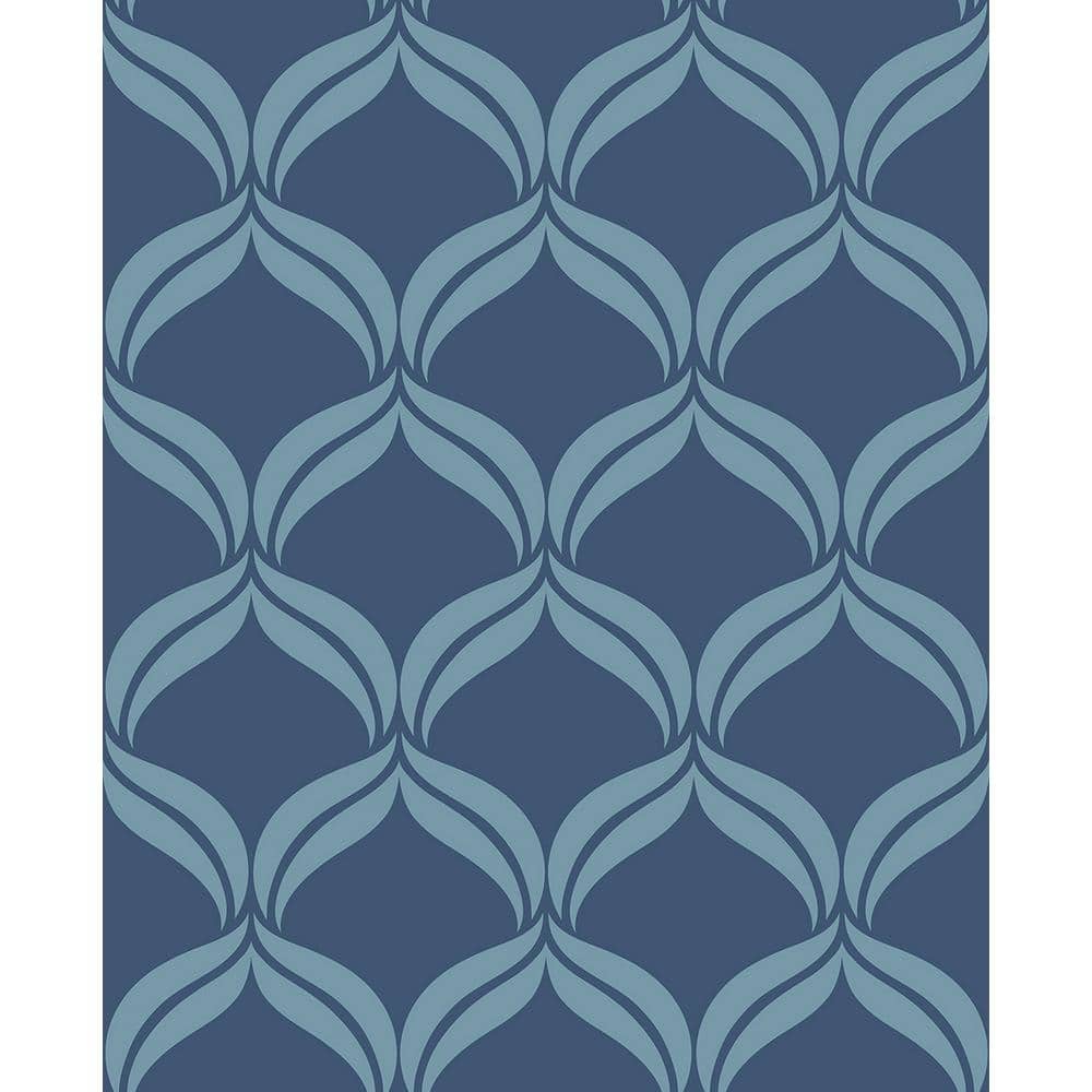 Petals Blue Ogee Blue Wallpaper Sample