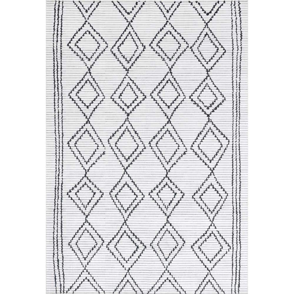 nuLOOM Leo Geometric Striped Machine Washable Ivory 8 ft. x 10 ft