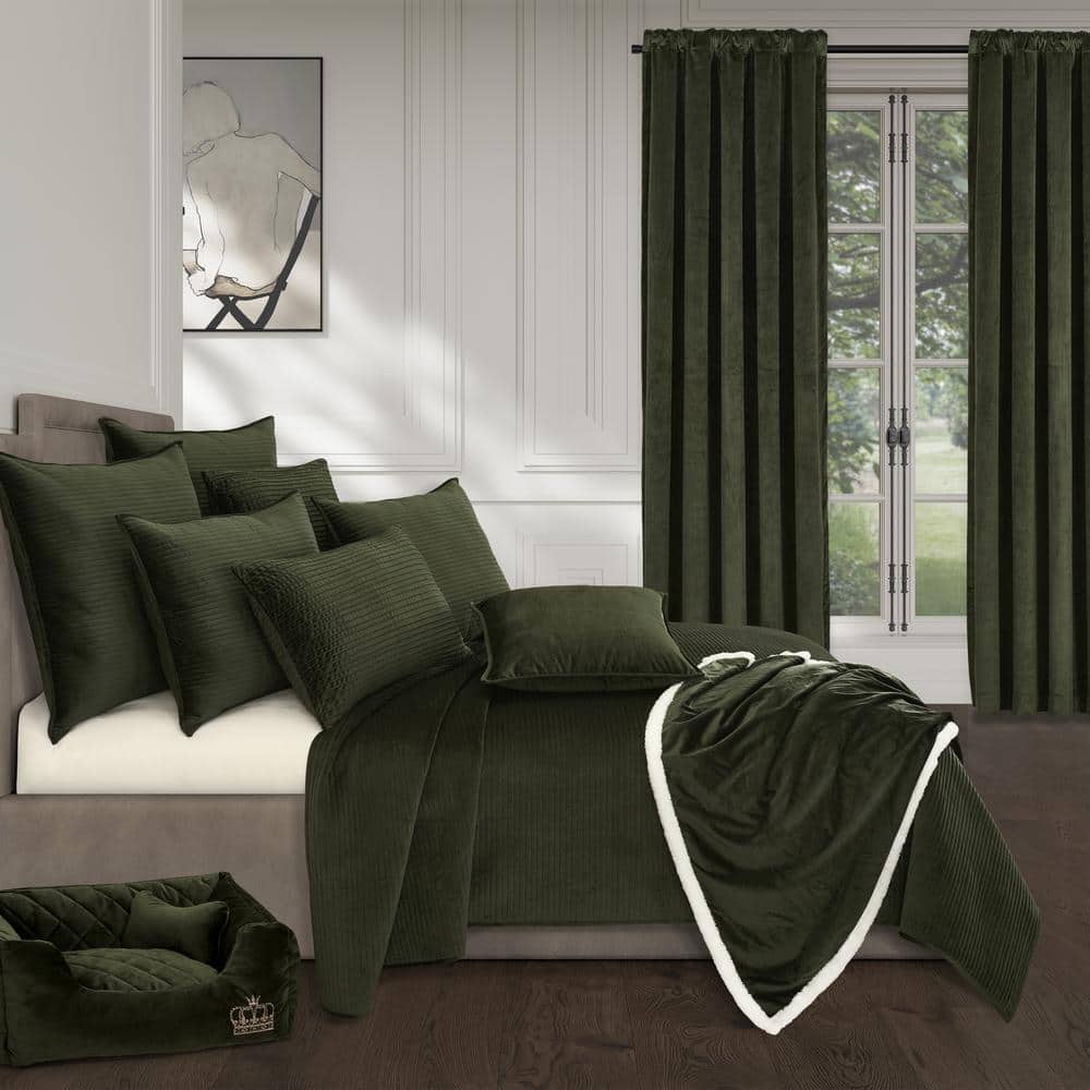 Forest Green Velvet Lumbar Throw Pillow Cover