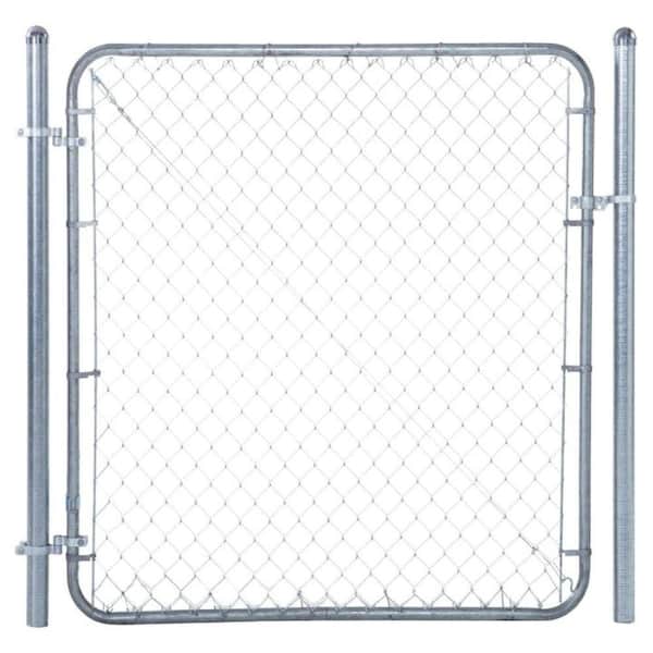 Fit-Right 6 ft. W x 5 ft. H Galvanized Metal Adjustable Single Walk-Through Chain Link Fence Gate
