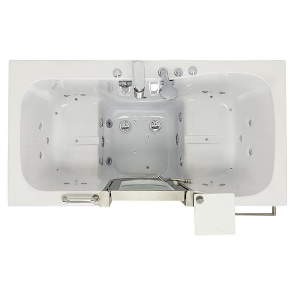 Companion Two Seat 5 ft. x 30 in. Acrylic Walk-In Dual (Air and Hydro) Massage Bathtub in White with Center Drain/Door
