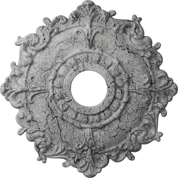 Ekena Millwork 1-1/2 in. x 18 in. x 18 in. Polyurethane Riley Ceiling Medallion, Ultra Pure White Crackle