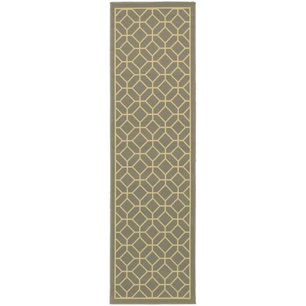 Home Decorators Collection Sand Grey 2 ft. x 8 ft. Indoor/Outdoor Patio Runner Rug