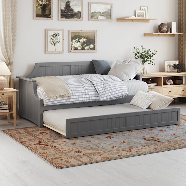 AFI Cambridge Grey Twin Solid Wood Daybed with Twin Trundle