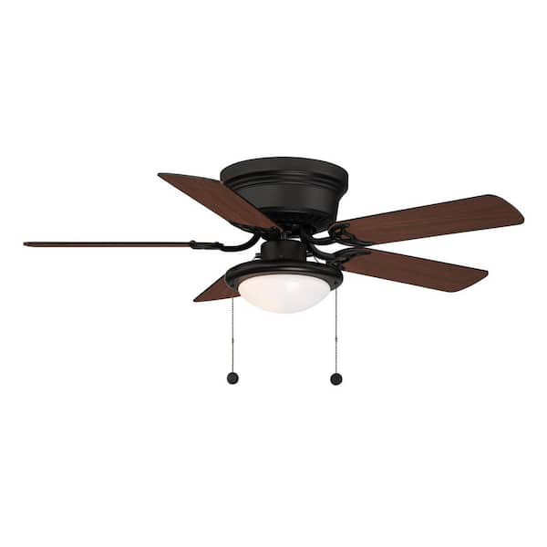 Hugger 44 in. LED Indoor Matte Black Ceiling Fan with Light Kit
