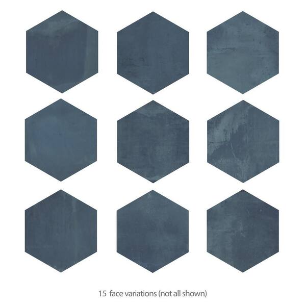 Merola Tile Argillos Hex Deep Blue 21 in. x 24 in. Porcelain Floor and Wall Tile (10.2 sq. ft. /Case) FZT24XADB