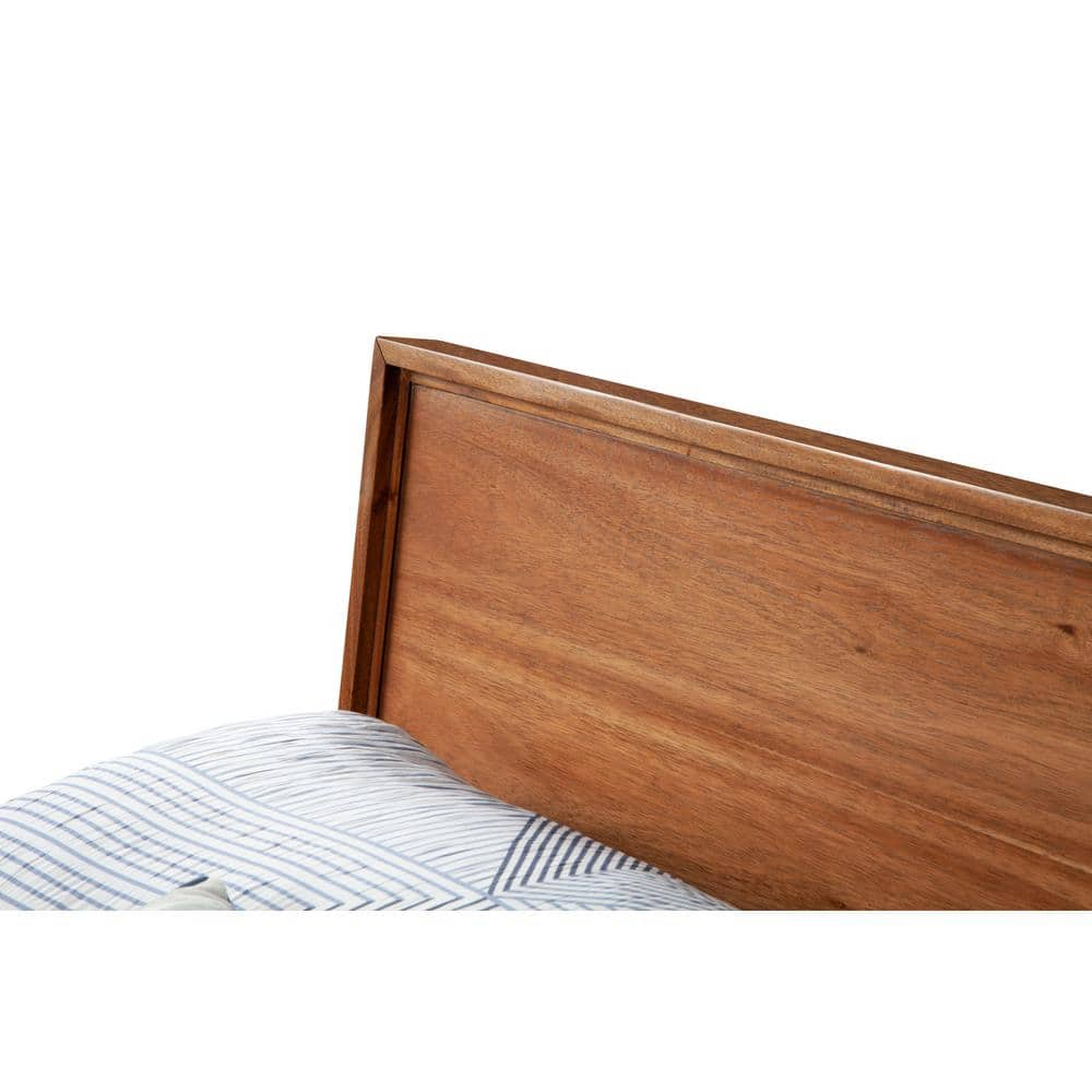 Honey Maple King Wood Platform Bed with Headboard