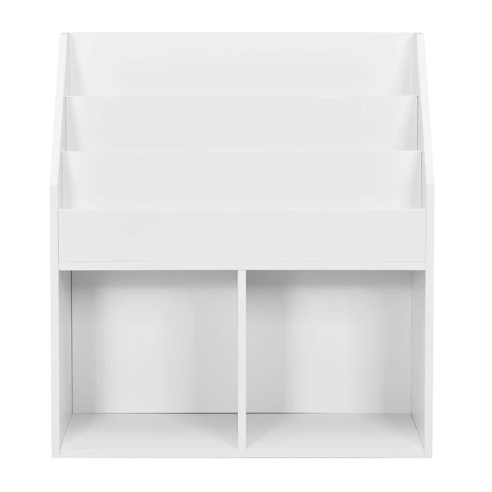 White bookshelf best sale with toy box