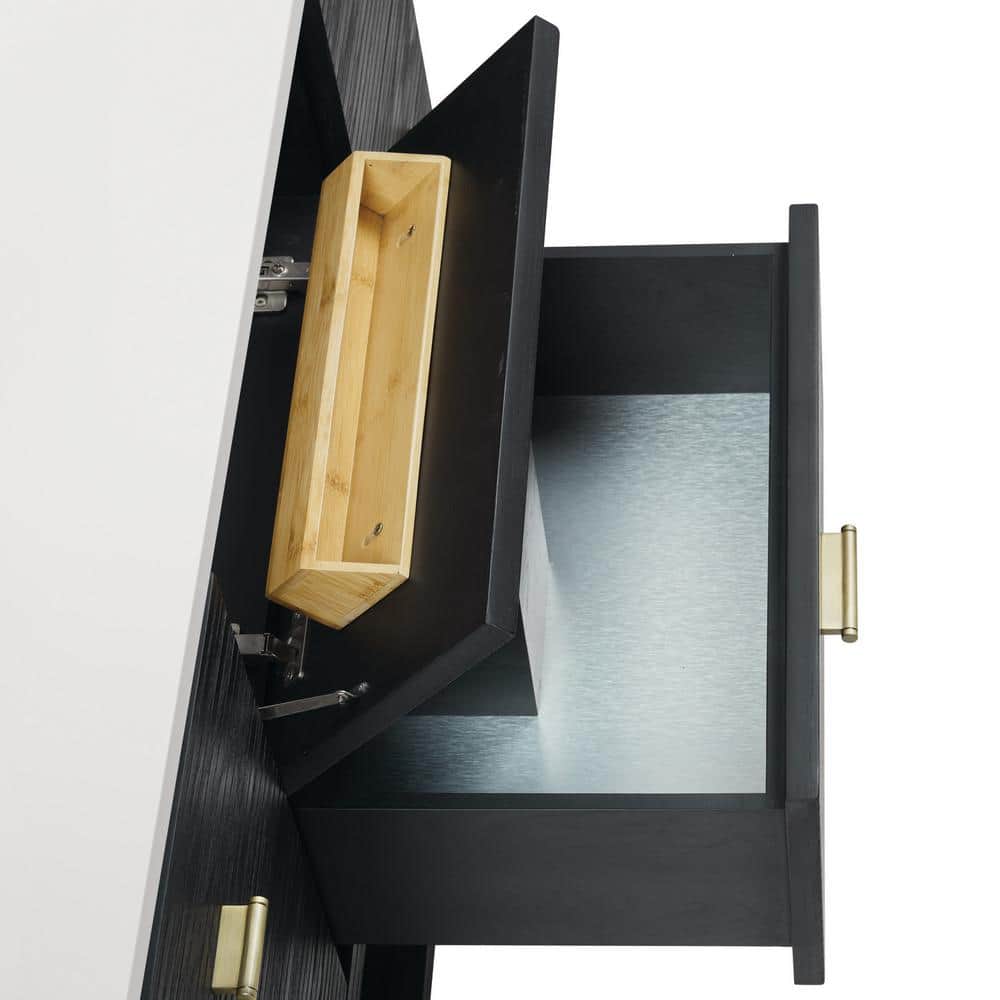 Lucian 48" Black Solid Wood Bathroom Vanity Base with Brass Hardware